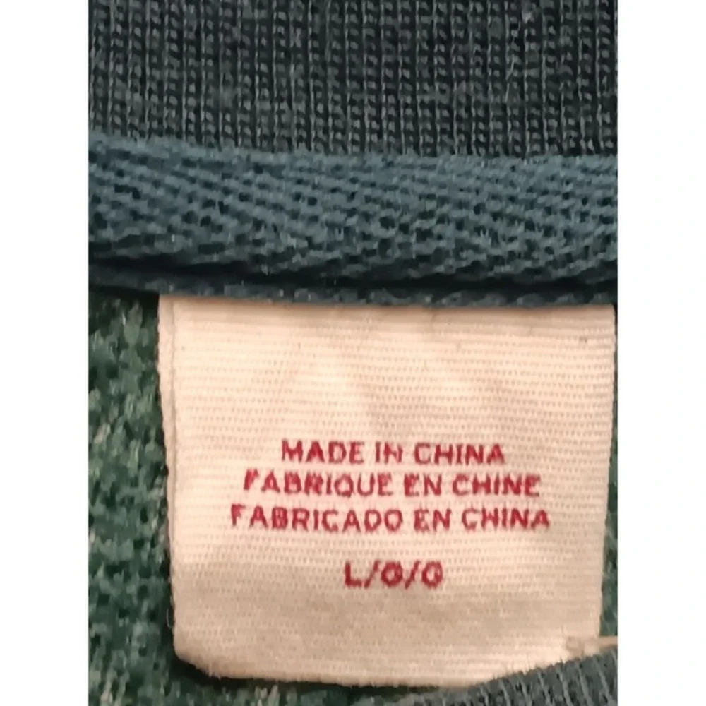 Levi's Relaxed Striped‎ Fleece Sweatshirt Men L Green Yellow Long Sleeve